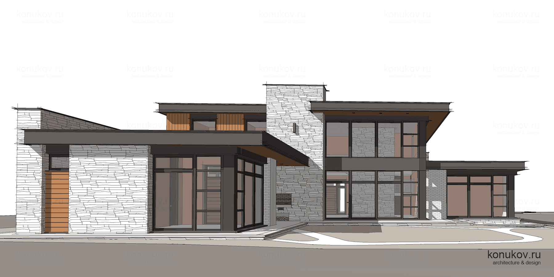 Новый дом на участке с существующим гаражом