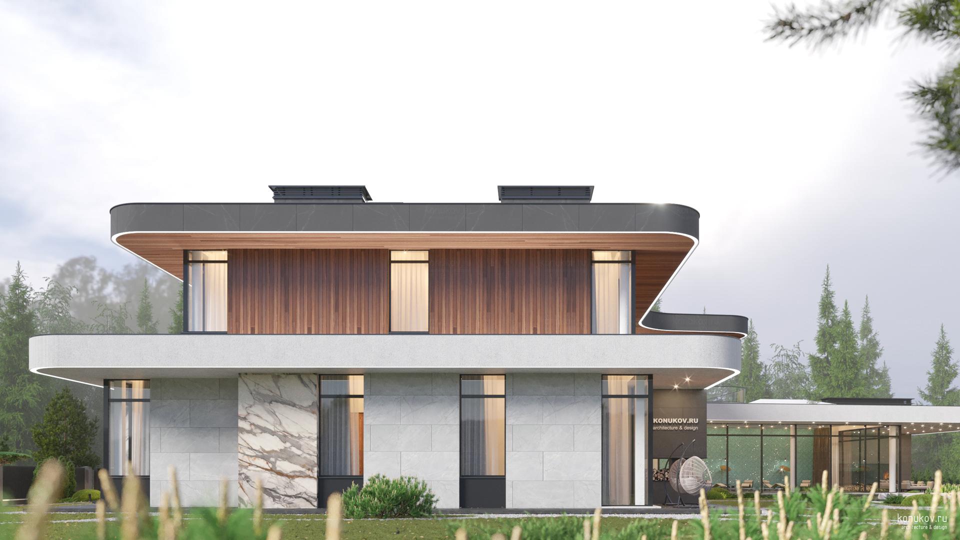 Двухэтажный дом с бассейном