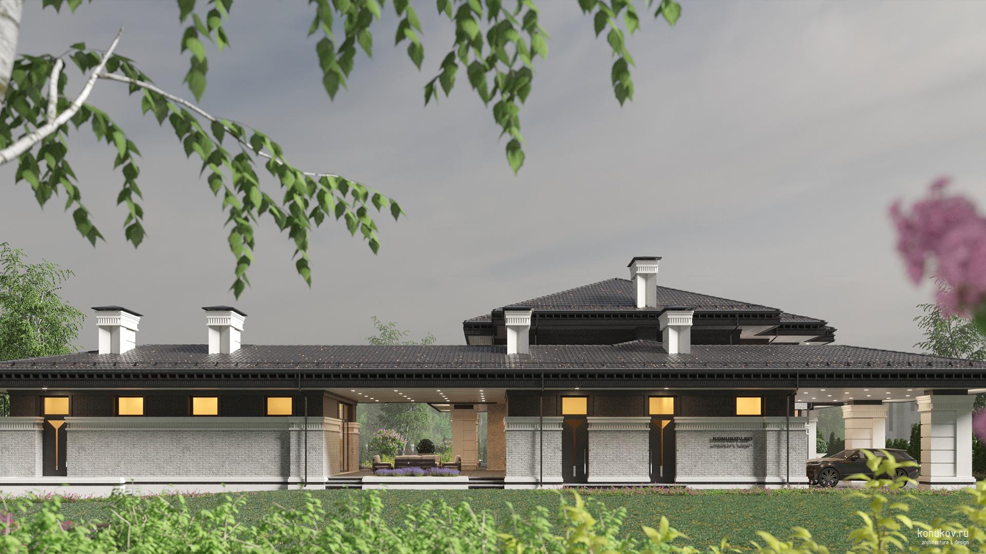 Дом без гаража и с отдельно стоящим СПА