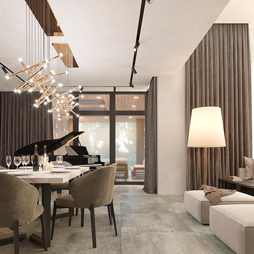 Гостинная совмещенная с кухней