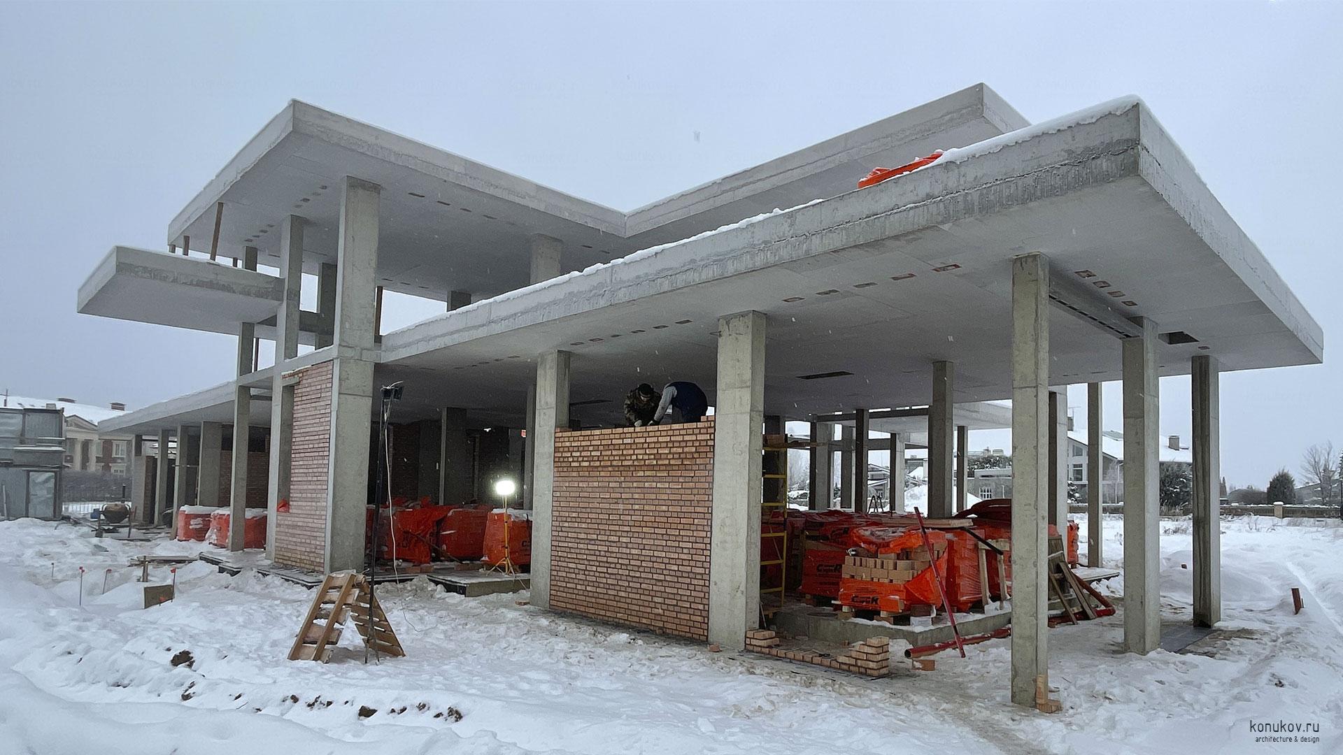 Заполнение кладкой монолитного каркаса