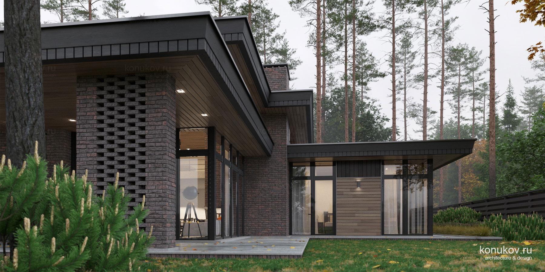 Простой одноэтажный дом без гаража на маленьком участке