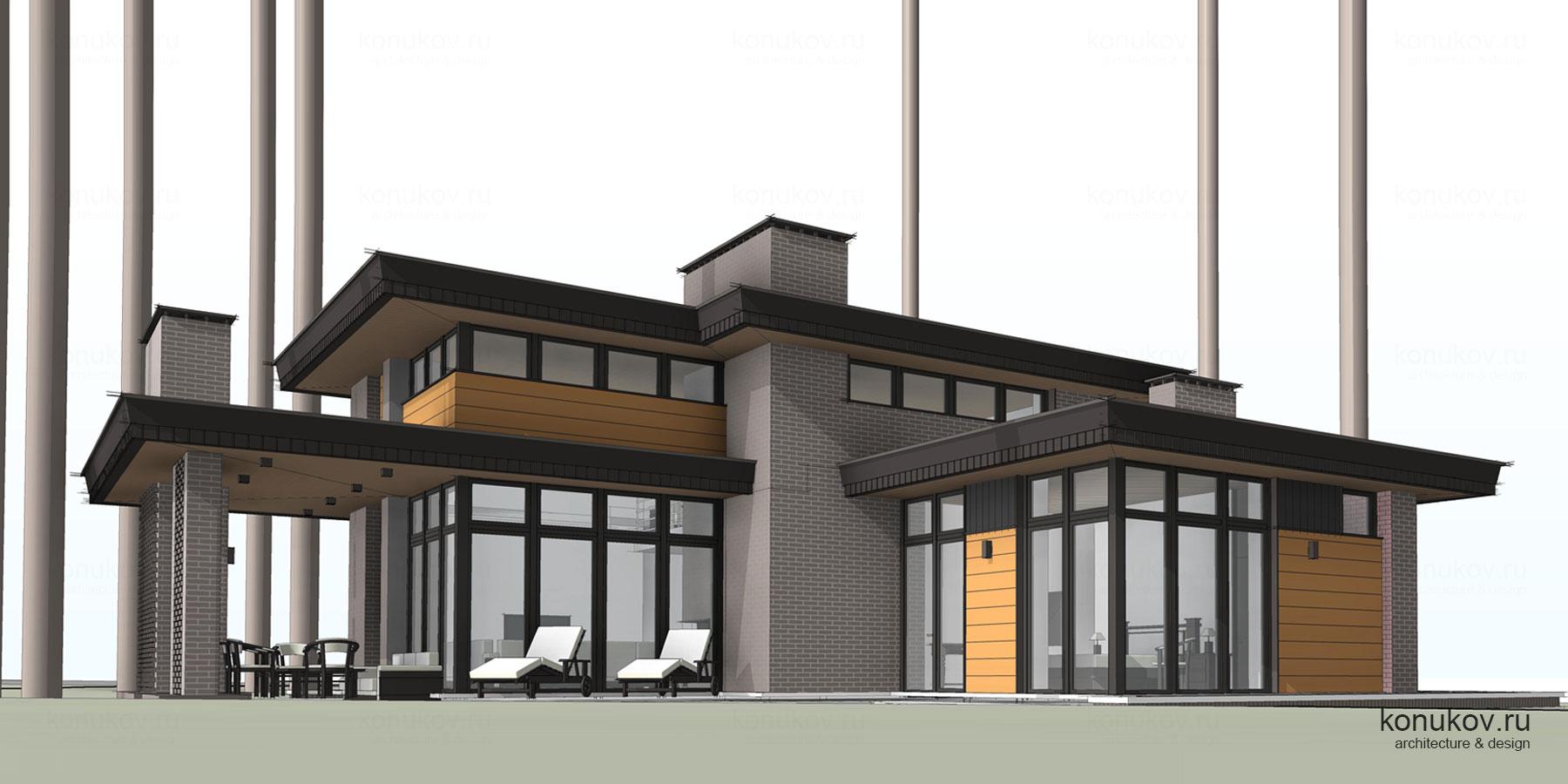 Простой одноэтажный дом без гаража на маленьком участке