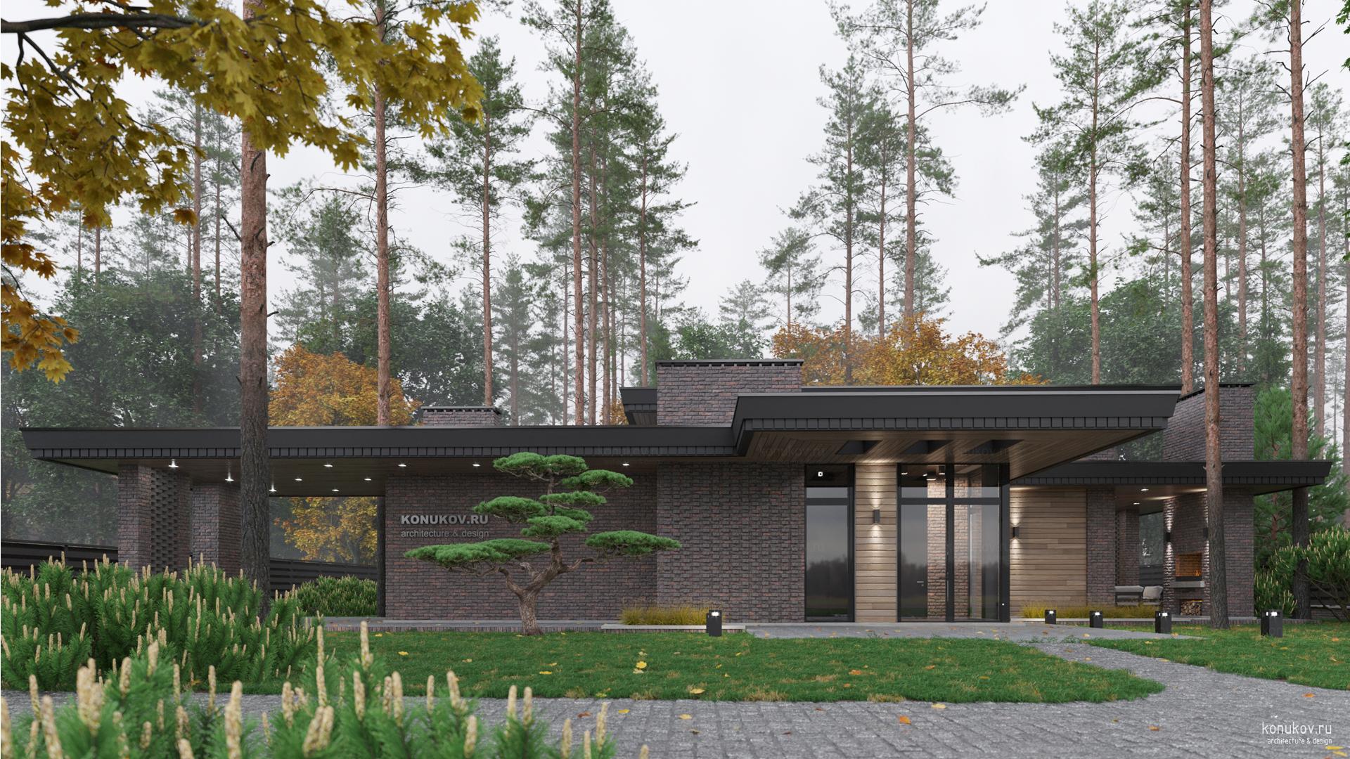 Простой одноэтажный дом без гаража на маленьком участке