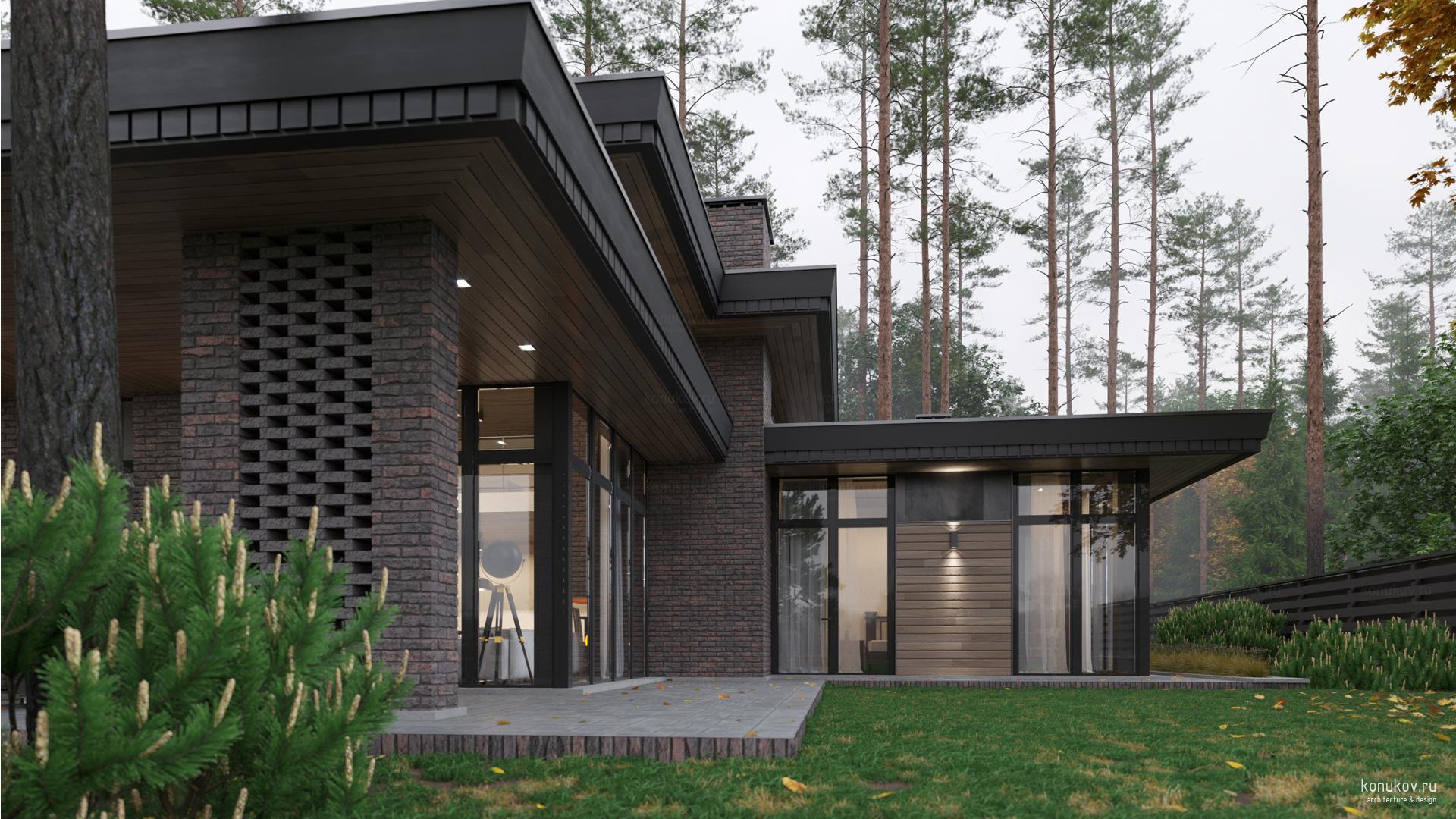 Простой одноэтажный дом без гаража на маленьком участке