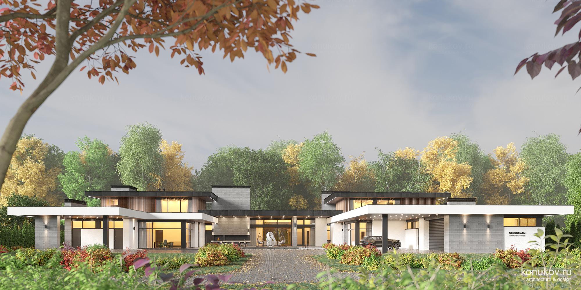 Два дома с бассейном и большим навесом