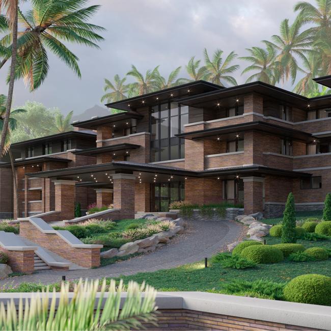 Гостиница в горах с большим перепадом рельефа