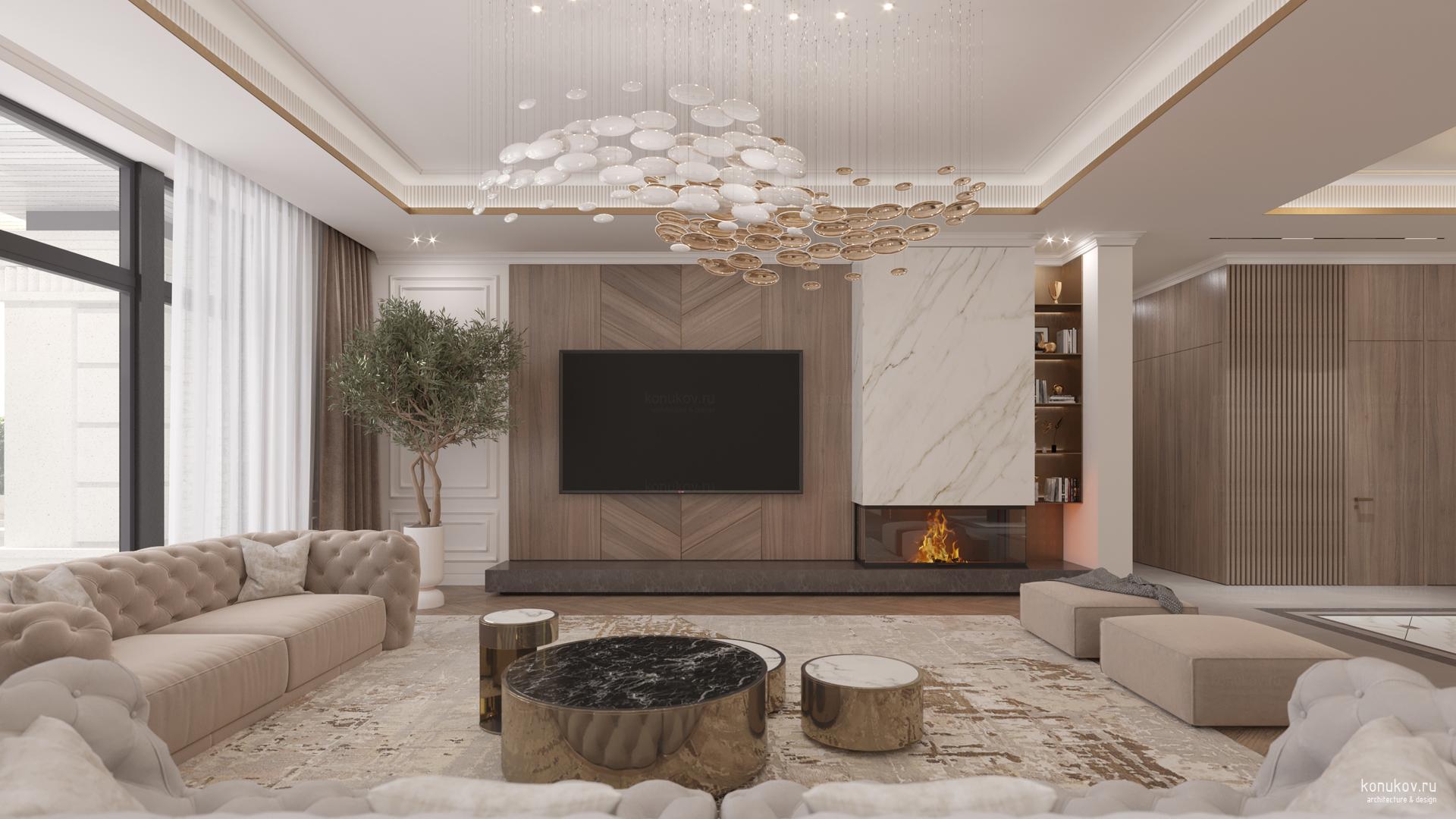 Гостиная. Камин и телевизор