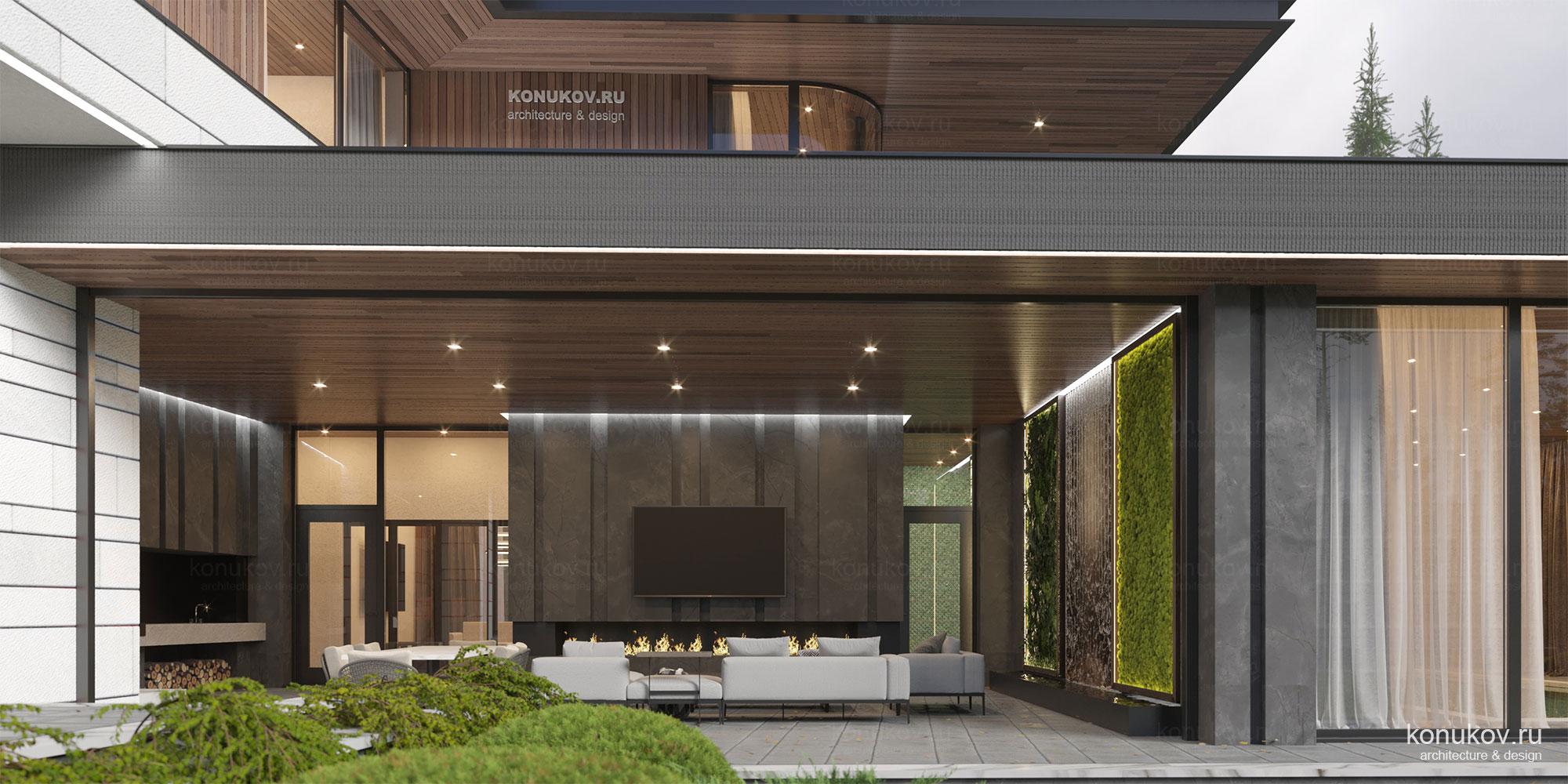 Трехэтажный дом с бассейном