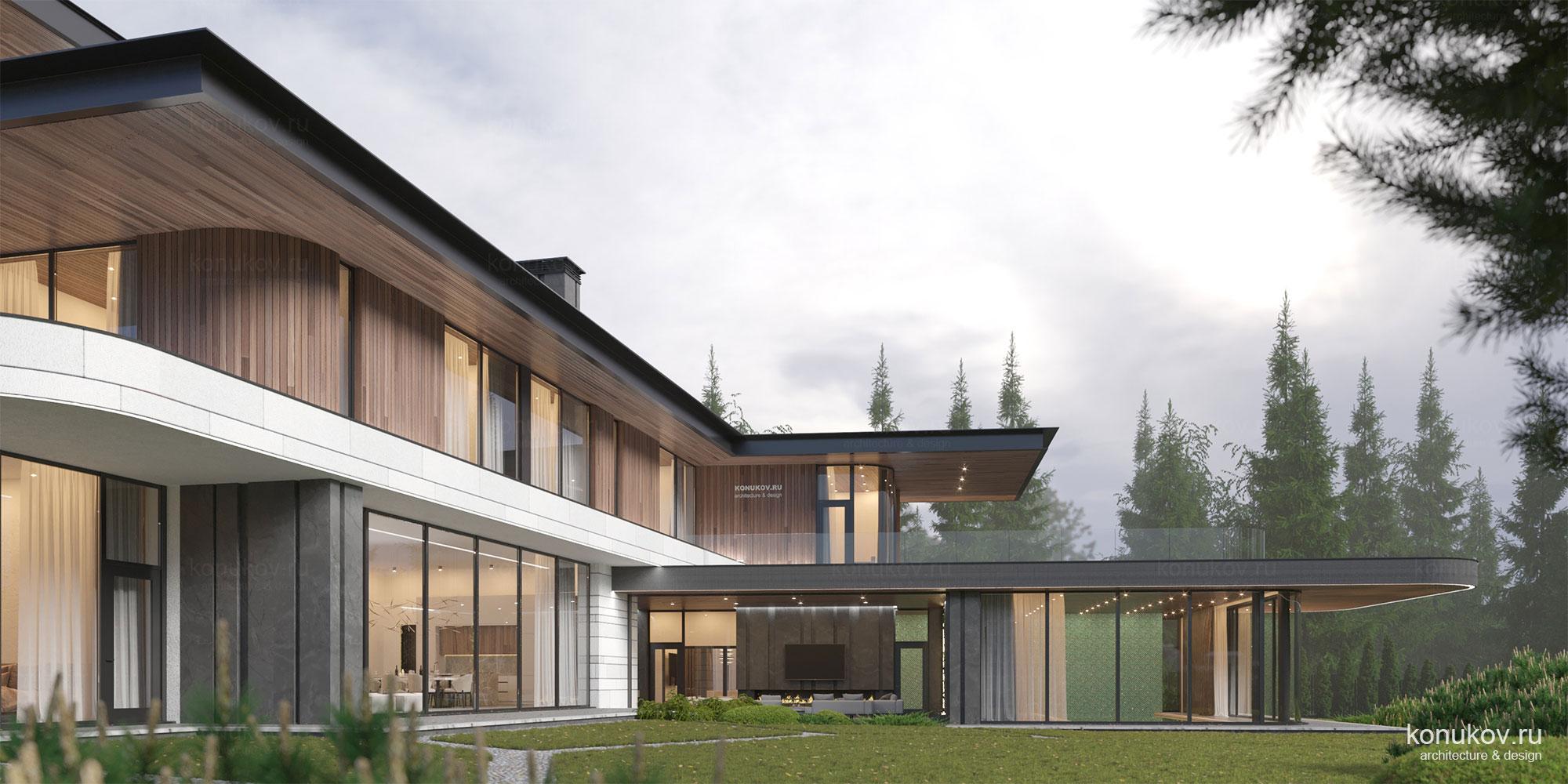 Трехэтажный дом с бассейном