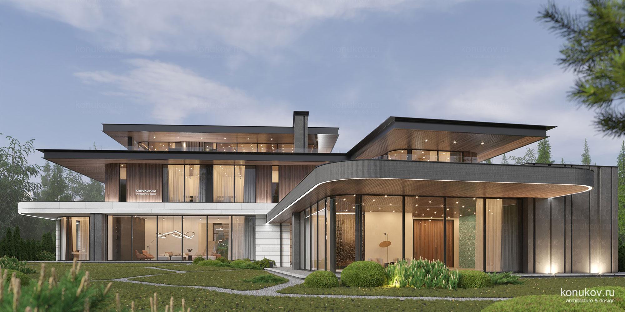 Трехэтажный дом с бассейном