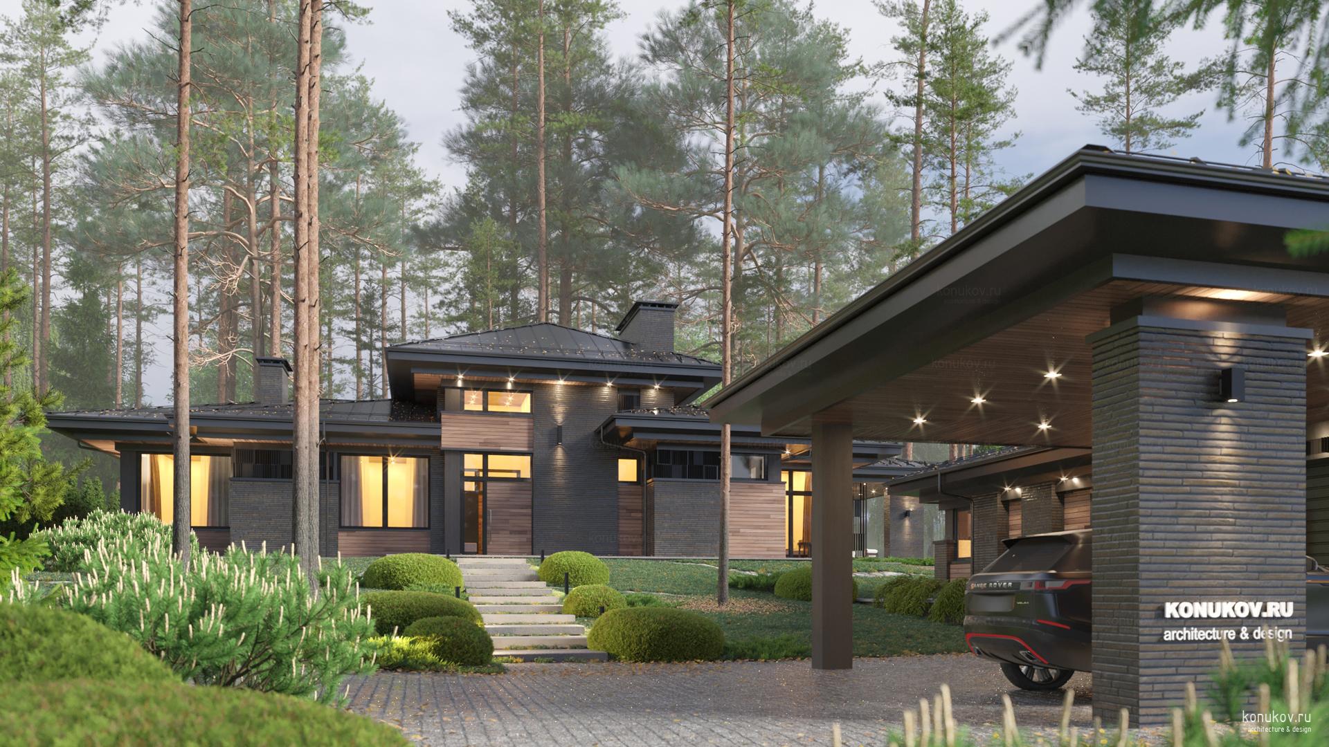 Одноэтажный дом с гаражом-эллингом на Истринском водохранилище