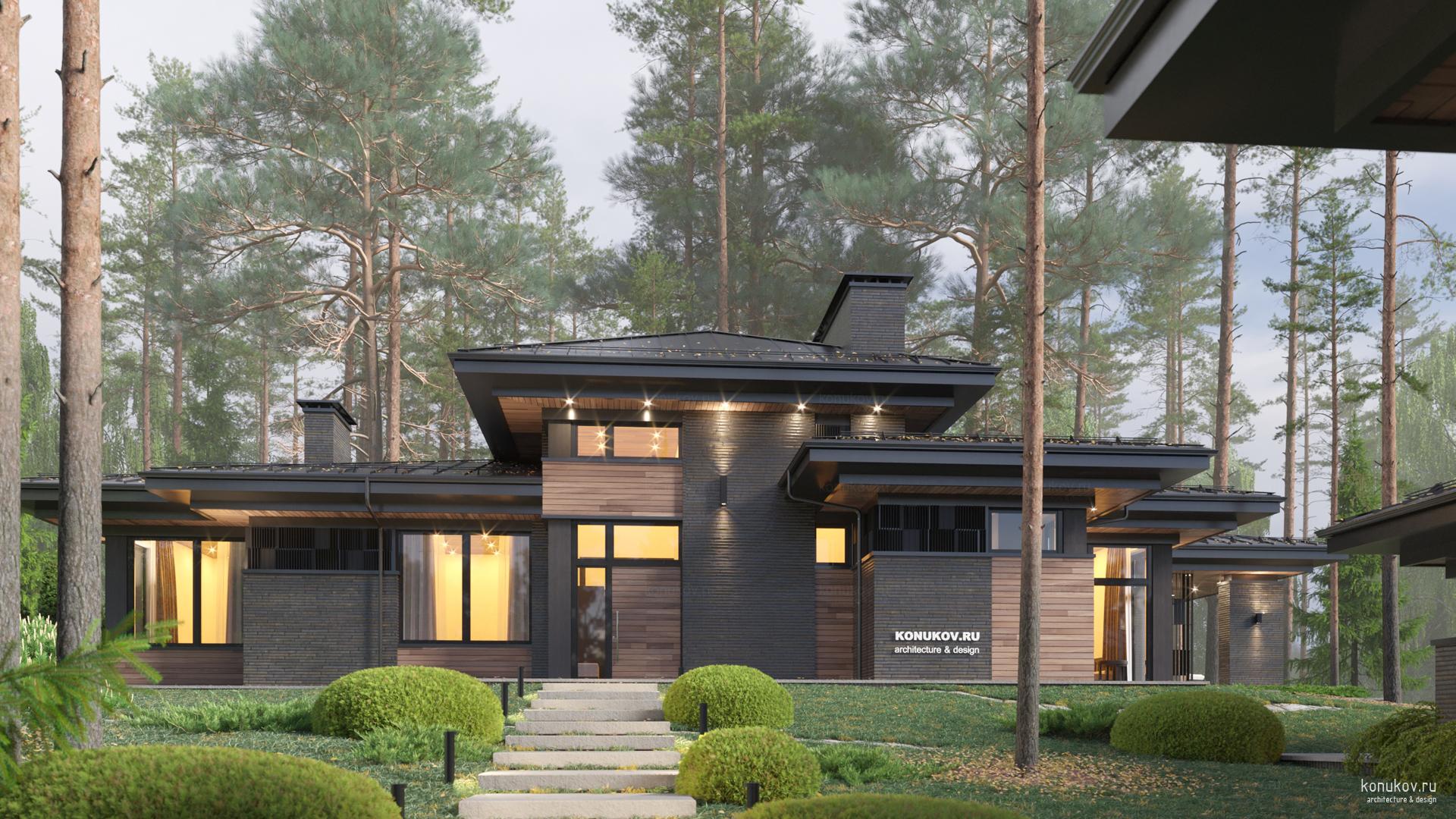 Одноэтажный дом с гаражом-эллингом на Истринском водохранилище