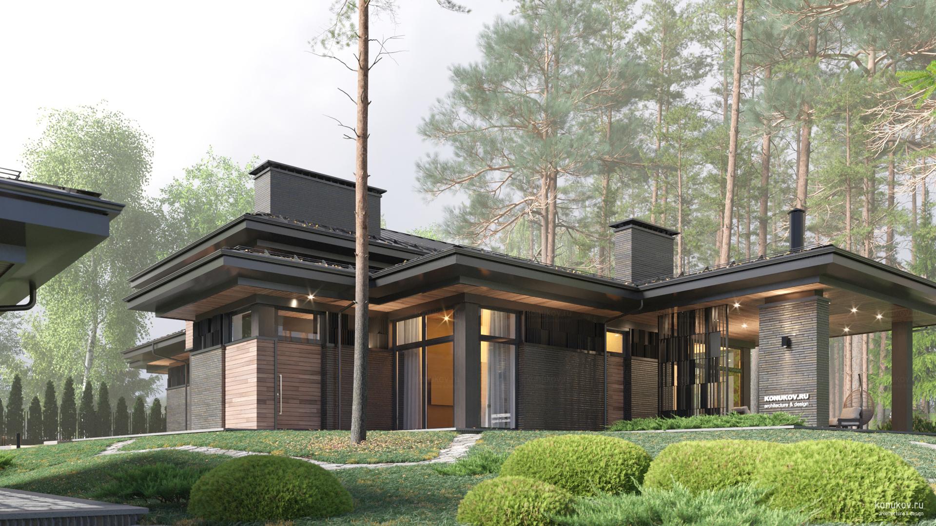 Одноэтажный дом с гаражом-эллингом на Истринском водохранилище