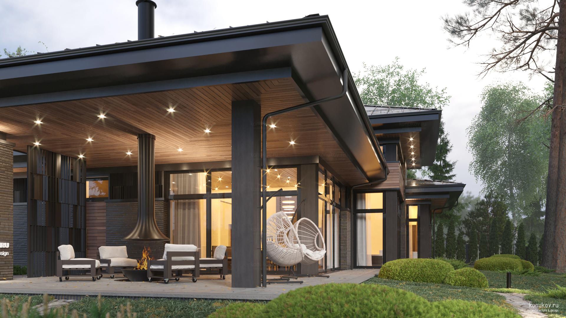 Одноэтажный дом с гаражом-эллингом на Истринском водохранилище