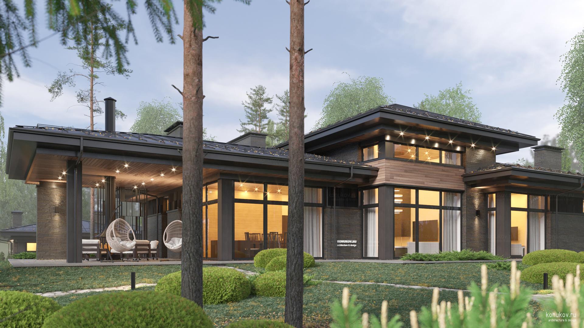 Одноэтажный дом с гаражом-эллингом на Истринском водохранилище