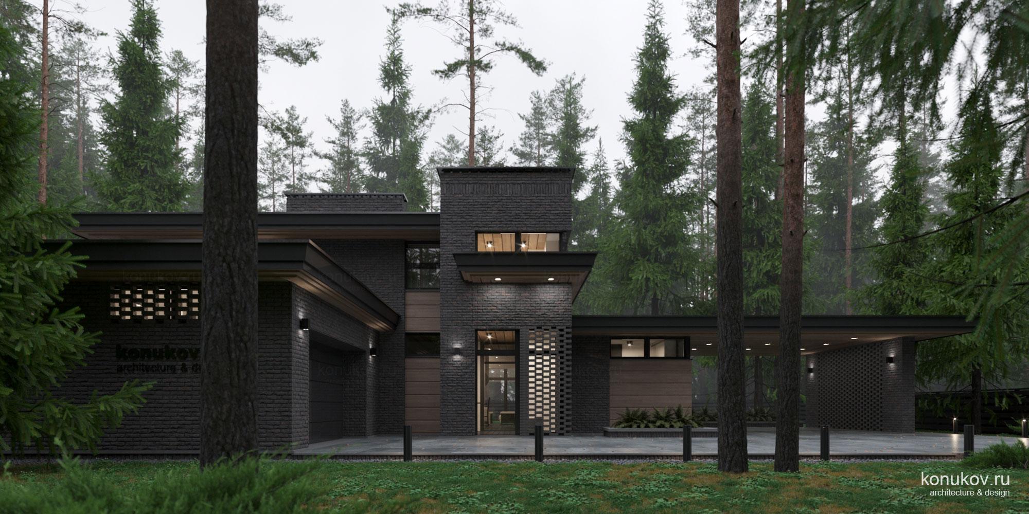 Двухэтажный дом c баней под общей кровлей