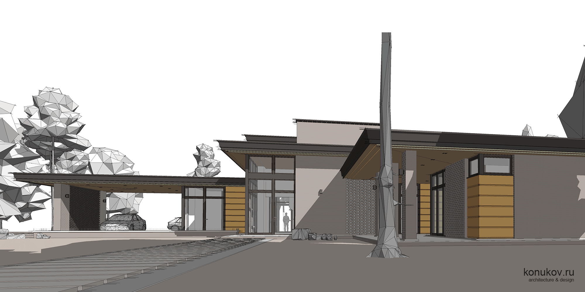 Двухэтажный дом c баней под общей кровлей