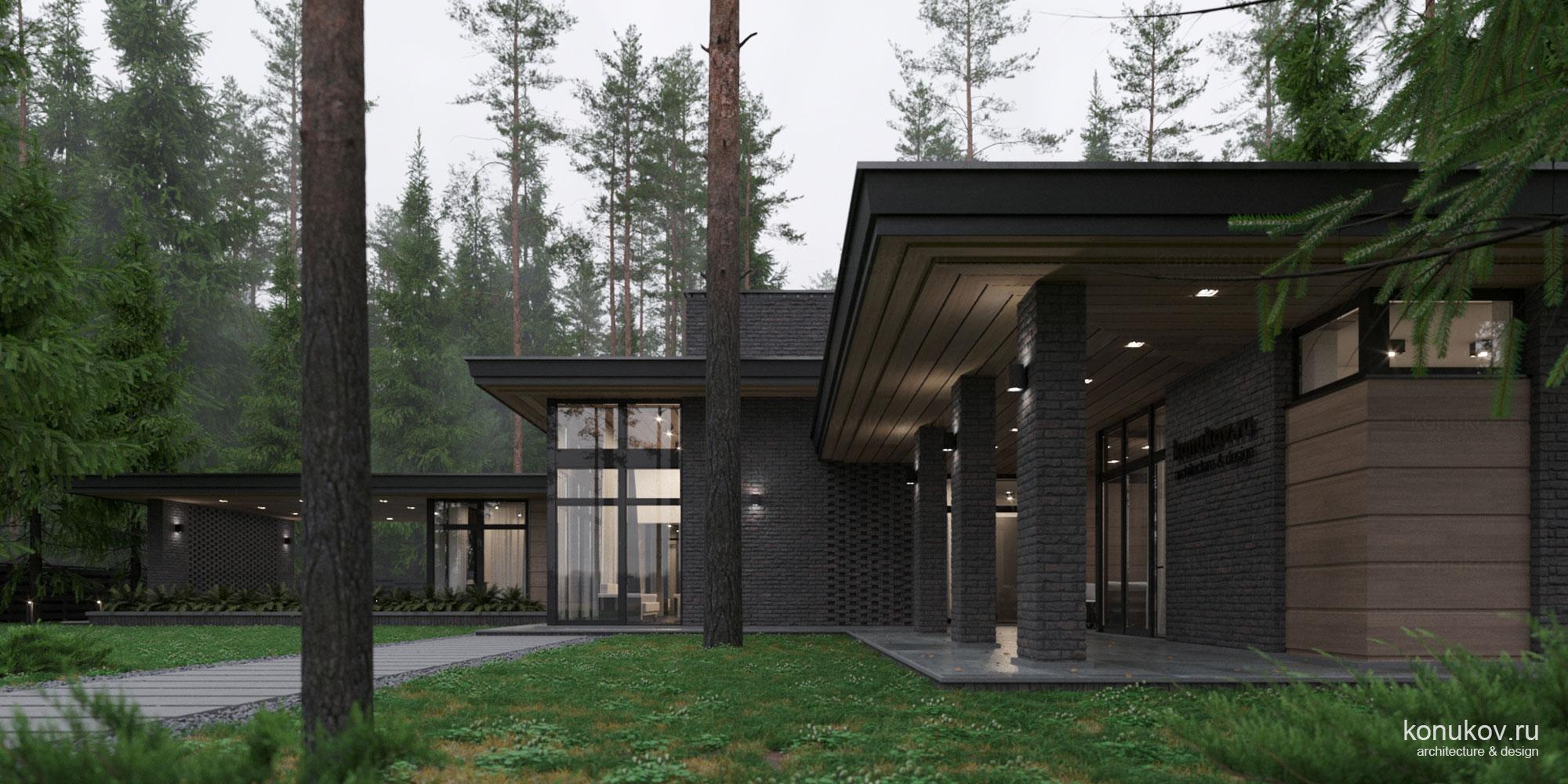 Двухэтажный дом c баней под общей кровлей