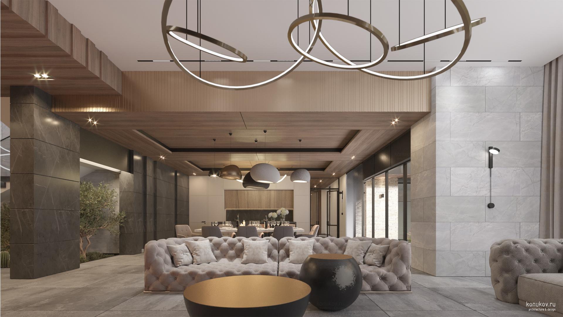 Гостиная. Вид на кухню-столовую