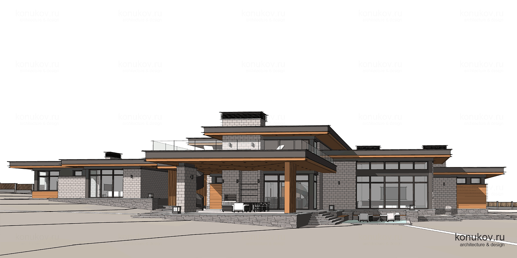 Дом в лесу в составе проекта территории частной резиденции